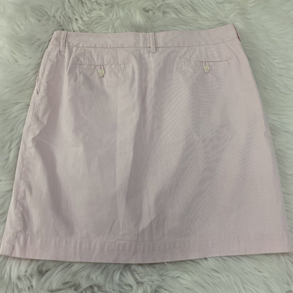 LL bean womens pink striped skirt size 16 petite lined cotton blend stretch - Picture 7 of 10
